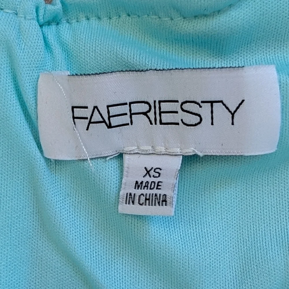 Faeriesty Mint Off Shoulder Sweetheart Neck High Slit Sequin Party Dress Size XS